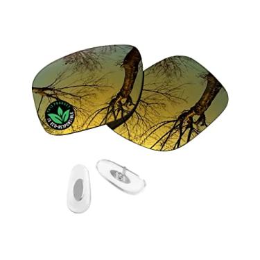 Imagem de Raydi Lentes de reposição de policarbonato e protetores de nariz para óculos de sol quadrados RayBan Chromance RB4264 58 mm - Flare Gold Mirror - Polarizado