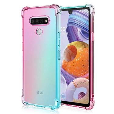 Imagem de Capa para LG Stylo 6 transparente cantos reforçados TPU absorção de choque flexível capa de celular para LG Stylo 6 (transparente), LG Stylo 6 Case-Pink-Teal