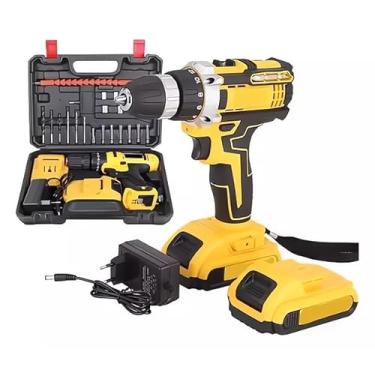 Imagem de Furadeira Parafusadeira sem Fio, 36V, com Maleta de Ferramentas, 2 Baterias e Carregador, Amarelo e Preto