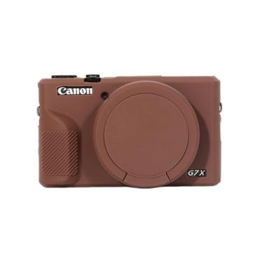 Imagem de Capa para G7X Mark III, capa protetora de silicone macio, ultrafina, leve para câmera Canon PowerShot G7X Mark III com capa de lente removível (café)