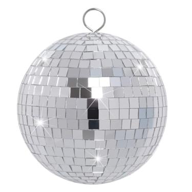 Imagem de Bolas espelhadas para discoteca, prata, para pendurar nos anos 50, 60, 70, discoteca, DJ, efeito de luz, decoração de casa, adereços de palco, festivais escolares, lembrancinhas de festa de concerto