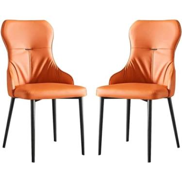 Imagem de ZYHSIJOBAS Cadeiras de jantar, móveis, cadeiras de jantar de couro PU, conjunto de 2 cadeiras de cozinha, sala de casamento, varanda, sofá, cadeira de aço carbono, cadeira de maquiagem para sala de