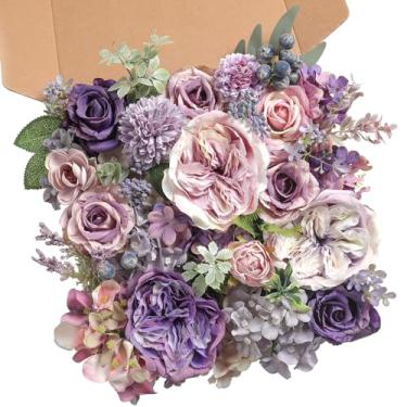 Imagem de JGRSHES Conjunto de flores artificiais com hastes para decoração de casamento, chá de bebê, chá de panela, buquê de casamento, decoração de quarto e estética