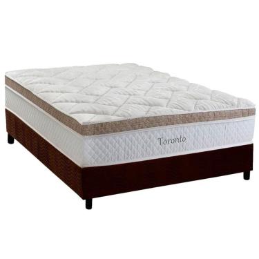 Imagem de Cama Box Casal: Colchão Molas Masterpocket Ensacadas Herval Toronto + Base Crc Suede Brown (138x188)