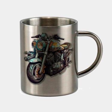 Imagem de Caneca de Inox Premium Prateada 400ml MOTOCICLETA ROAD VIAGEM - Criati
