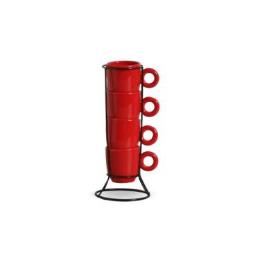 Imagem de Kit Suporte Caneca Bojuda Small Colors 120ml - Cerâmica Regina, Vermel