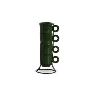 Imagem de Kit Suporte Caneca Bojuda Small Colors 120ml - Cerâmica Regina, Verde
