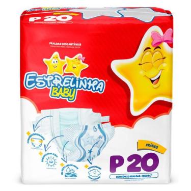 Imagem de Fralda Estrelinha Baby Tamanho P Pacote Prático 20 Unidades Descartáve