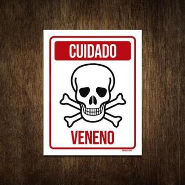 Imagem de Placa Atenção Cuidado Aviso Sinalização Veneno 27X35 - Sinalizo