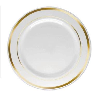 Imagem de Pratos Luxo Refeição Descartáveis Dourado 24 Unidades - Arcolor