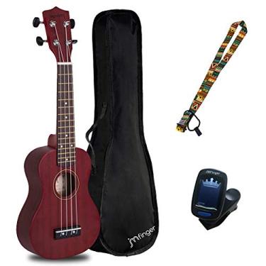 Imagem de JMFinger Ukulele Concert Principiante 68 cm, kit de ukelele infantil de madeira compensada Sapele com bolsa para concerto, alça, sintonizador digital, vinho tinto