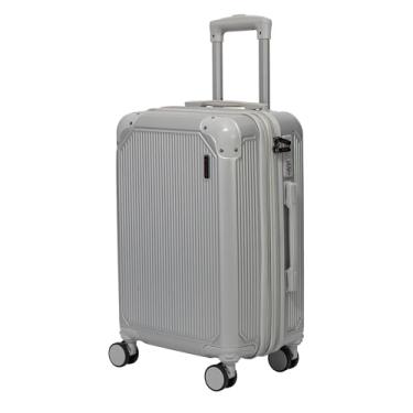 Imagem de GMTA Mala de Viagem de BORDO com Zíper EXPANSÍVEL 10Kg Rígida Padrão ANAC com 4 Rodas duplas 360° Porta Copo Cadeado AntiFurto Leve Resistente Espaçosa (Prata)