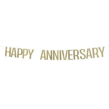 Imagem de Dulcet Downtown Banner de comemoração de aniversário - Happy Year - Cartolina dourada com glitter pré-montado Banner de aniversário ideal para todos os tipos de aniversários