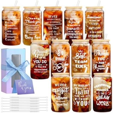 Imagem de OLSUNOR Conjunto de 12 presentes de agradecimento de funcionários a granel, presentes de agradecimento inspiradores personalizados para funcionários de Natal, 473 ml, copos de cerveja em forma de lata