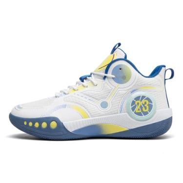 Imagem de Tênis de basquete masculino de cano alto, ultraleve, respirável, com sola de absorção de choque(Blue,37 BR)