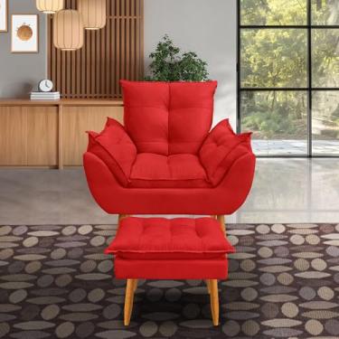 Imagem de kit 1 poltrona Emily +puff descanso para os pés (vermelho)