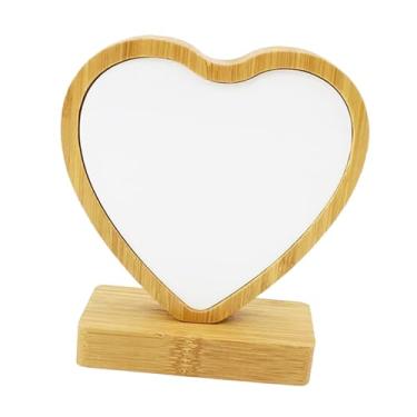 Imagem de IEUDNS Moldura de madeira para mesa, porta-retratos decorativo, criativo, para fotos, suporte para exibição, decoração de mesa para sala de estar, escritório, Coração