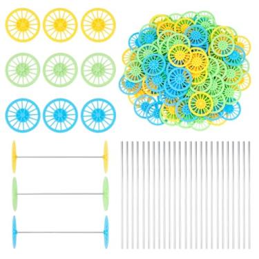 Imagem de OLYCRAFT 100Pcs 3 Colors Plastic Project Wheels 1.5x0.2 Inch Shaft Round Rod Axles STEM Shaft Plastic Wheels and Steel Axles for DIY Projects Car Truck Boat Model Part Building Projects