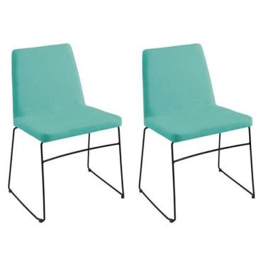 Imagem de Jogo Cadeira Paris Linho Verde 80x46x50 cm Daf 2 Unidades