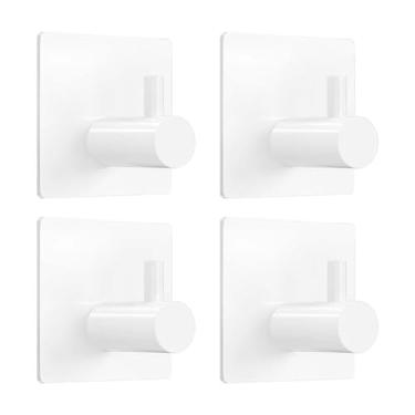 Imagem de Gancho autoadesivo de liga de alumínio para parede, chave, casaco, roupas, porta-bolsas, banheiro, cozinha, ganchos de toalha à prova de ferrugem, branco, 01