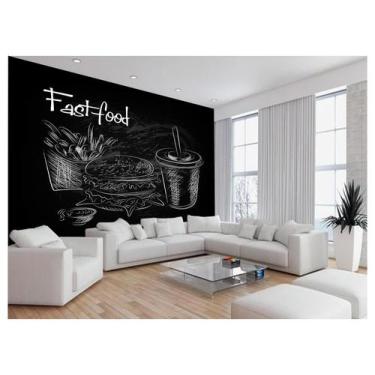 Imagem de Papel De Parede 3D Estilo Lousa Lanches Comidas 3,5M Lcb38 - Você Deco