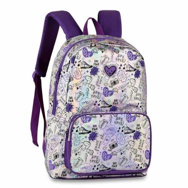 Imagem de Mochila de Costas - Clio Girls - Holográfica - Lilás - Clio Style