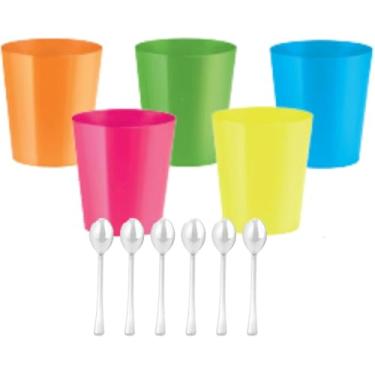 Imagem de 50 Copinhos Neon Para Doce Brilha na Luz Negra 25 ml (Sortidos, Pequeno)