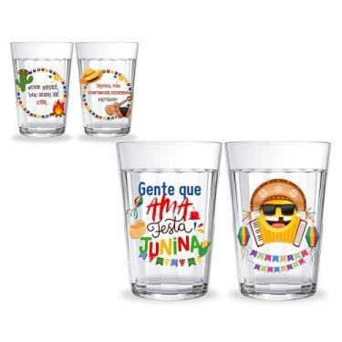 Imagem de Jogo 2 Copos Americanos de Vidro Personalizado 190ml Temático Festa Junina Típica São João Comida Caipira Quadrilha Arraia Presente Estampa Moderna Frase Engraçada (“Gente que Ama Festa Junina”)