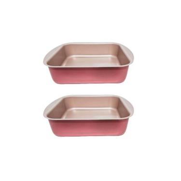 Imagem de Kit 2 Assadeiras Quadrada Antiaderente Nº 1- Cereja - Marcolar