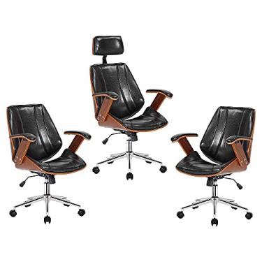 Imagem de Kit 2 Cadeiras de Escritório Juliette Diretor e 1 Presidente Preta - Gran Belo