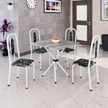 Imagem de Conjunto Sala de Jantar com 4 Cadeiras Lívia Preto / Branco