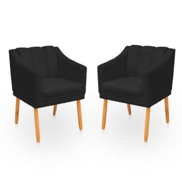 Imagem de Kit 2 Poltronas Cadeira para Sala Confortável e Moderna Mila Suede (Preto)