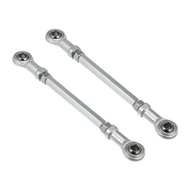Imagem de Motoforti 2 peças 140 mm de comprimento 8 mm diâmetro do furo ajustável junta esférica de direção para ATV elétrico 49cc Go Kart acessório coluna de direção suspensão de direção tom prateado