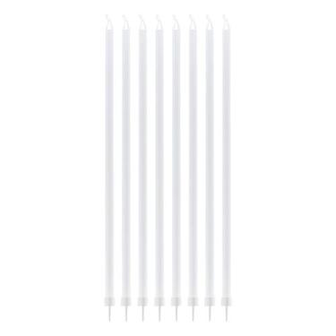 Imagem de Vela Palito Metalizada Gigante Branco Pérola C/ 8 Unid. - Silverfestas