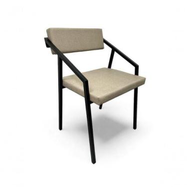 Imagem de Cadeira Zênite Metalon Preto Bege - Casa Decor Lis
