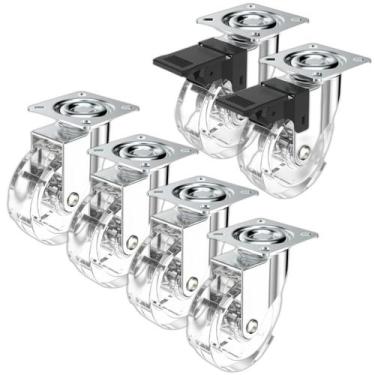 Imagem de (6pçs) Rodizio Rolamento Roda Gel 75mm (2 C/ Freio + 4 Sem) - SOPRANO