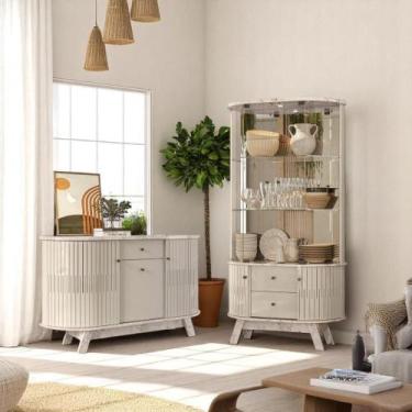 Imagem de Conjunto Lucca c/ Cristaleira Lyon Calacata/Off-White - Mobiliar Home 