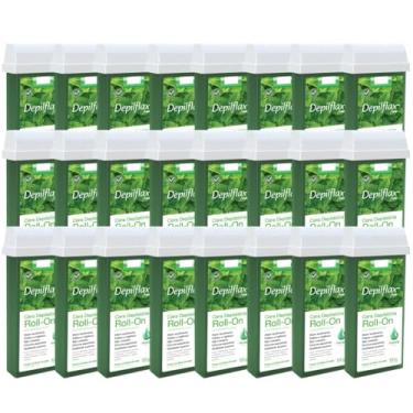 Imagem de Kit Depilflax 24 Refil Cera Depilatoria Corporal Profissional Depilação Roll On Depilflax Hortelã 100g