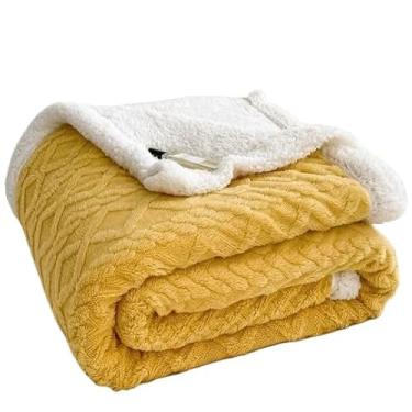 Imagem de Cobertor Manta Glamour Com Sherpa Lã De Carneiro Casal Dupla Face 1,80 x 2,20 Super Macia,cobertor casal grosso(Amarelo)