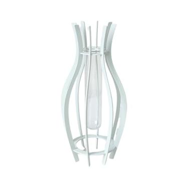 Imagem de IEUDNS Vaso de mesa de vidro transparente tubo hidropônico decoração para casa ornamento vaso de flores recipiente de planta plantador para casamento, Branco 6.5x6.5x20cm