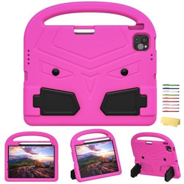 Imagem de UUcovers Capa infantil para iPad Pro de 11 polegadas M4 (2024) - 5ª geração, com suporte para lápis/suporte/alça/suporte dobrável, leve e macia, espuma vinílica acetinada, à prova de choque, capa para