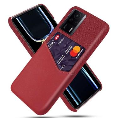 Imagem de Capa para Xiaomi Redmi K60e,Tela e tampa de couro PU,Antideslizante,360°cobertura completa à prova de choque com 1 slot de cartão atrás,Prevenção de queda-Red