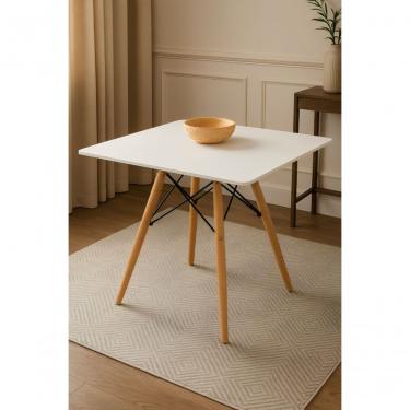 Imagem de Mesa Moderna Sala Cozinha Quadrada Eiffel Wood Mdf Branco 80 Cm.