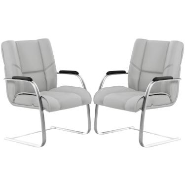 Imagem de Kit 02 Cadeiras De Escritório Tecido Sintético Cinza