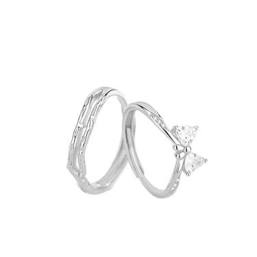 Imagem de yuruyi Anéis de casamento ajustáveis para casais: alianças de compromisso combinando com pedras preciosas de coração para amor, anel de noivado romântico para casal, casamento e presentes de dia dos