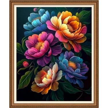 Imagem de Disnesart Kits de bordado completo estampado ponto cruz DIY 11CT fio de algodão impresso kits de bordado artesanato conjunto de bordado ponto cruz - flores mágicas 40,6 x 50,8 cm