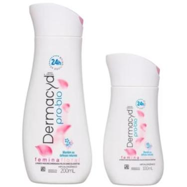 Imagem de Sabonete Íntimo Dermacyd Femina Floral, Proteção 24 horas, Duas Unidades 200ml + 100ml, Combate Maus Odores e Equilibra o pH, Combinação Bio Protect, Hipoalergênico