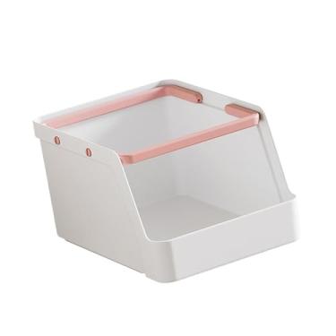Imagem de YWJLQH Organizador de mesa, caixa de armazenamento com alça, lixeira compacta, suporte para canetas, para escritório, casa, sachês de chá, pacotes de açúcar, Rosa
