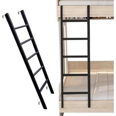 Imagem de Escada De Cama De 4/5 Degraus, Escada De Beliche Rv De Gancho Para Dormitório Apartamento Loft, Escadas De Substituição De Cama De Metal, Preto 45", 150cm(59")
