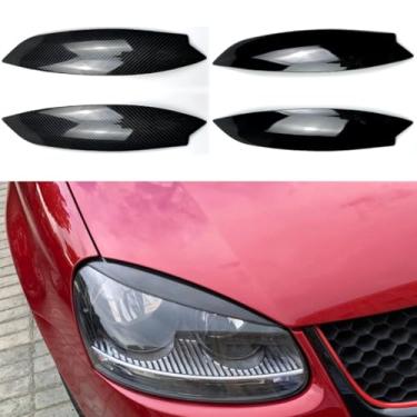 Imagem de Farol de cabeça lâmpada pálpebras sobrancelha compatível com Golf MK5 Body Kit decoração farol estilo carro acessórios de carro (preto brilhante)